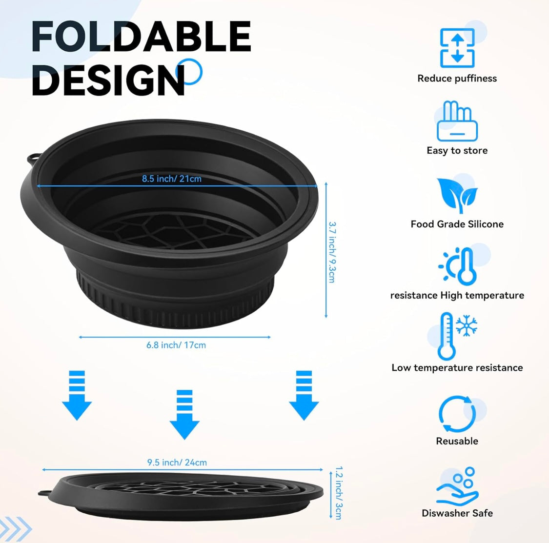 Collapsible Silicone Bowl with Built-in Icetray for Home Ice Water Facials