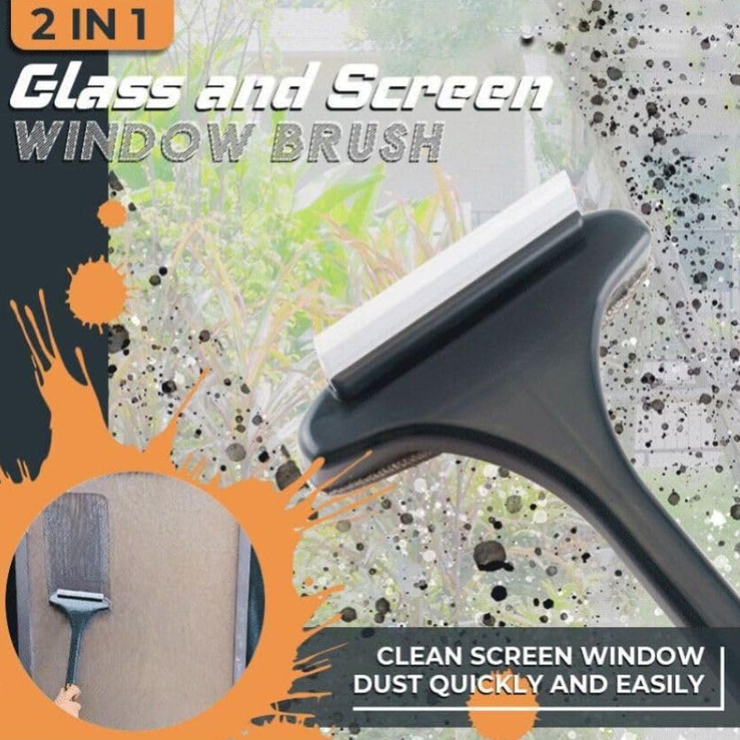 Brush 2 In 1 Mesh Cleaning Brush Wiper With Extended Handle Window Cleaning Brush