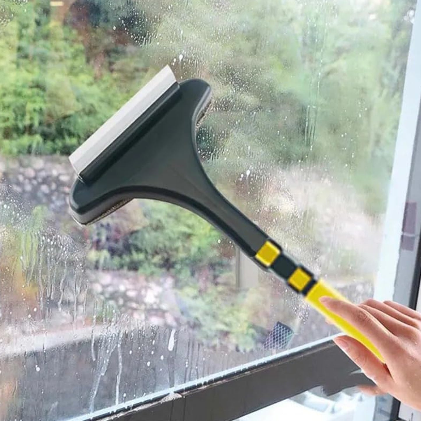 Brush 2 In 1 Mesh Cleaning Brush Wiper With Extended Handle Window Cleaning Brush