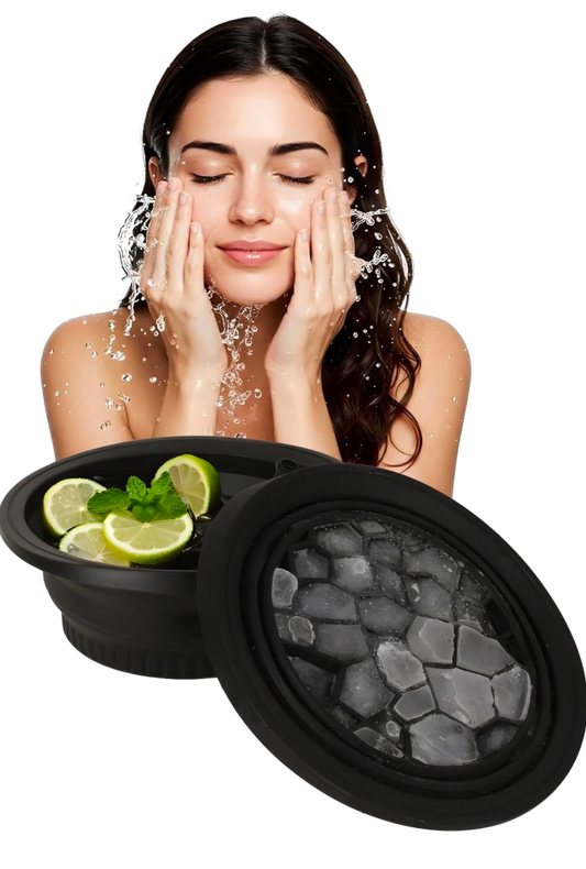 Collapsible Silicone Bowl with Built-in Icetray for Home Ice Water Facials