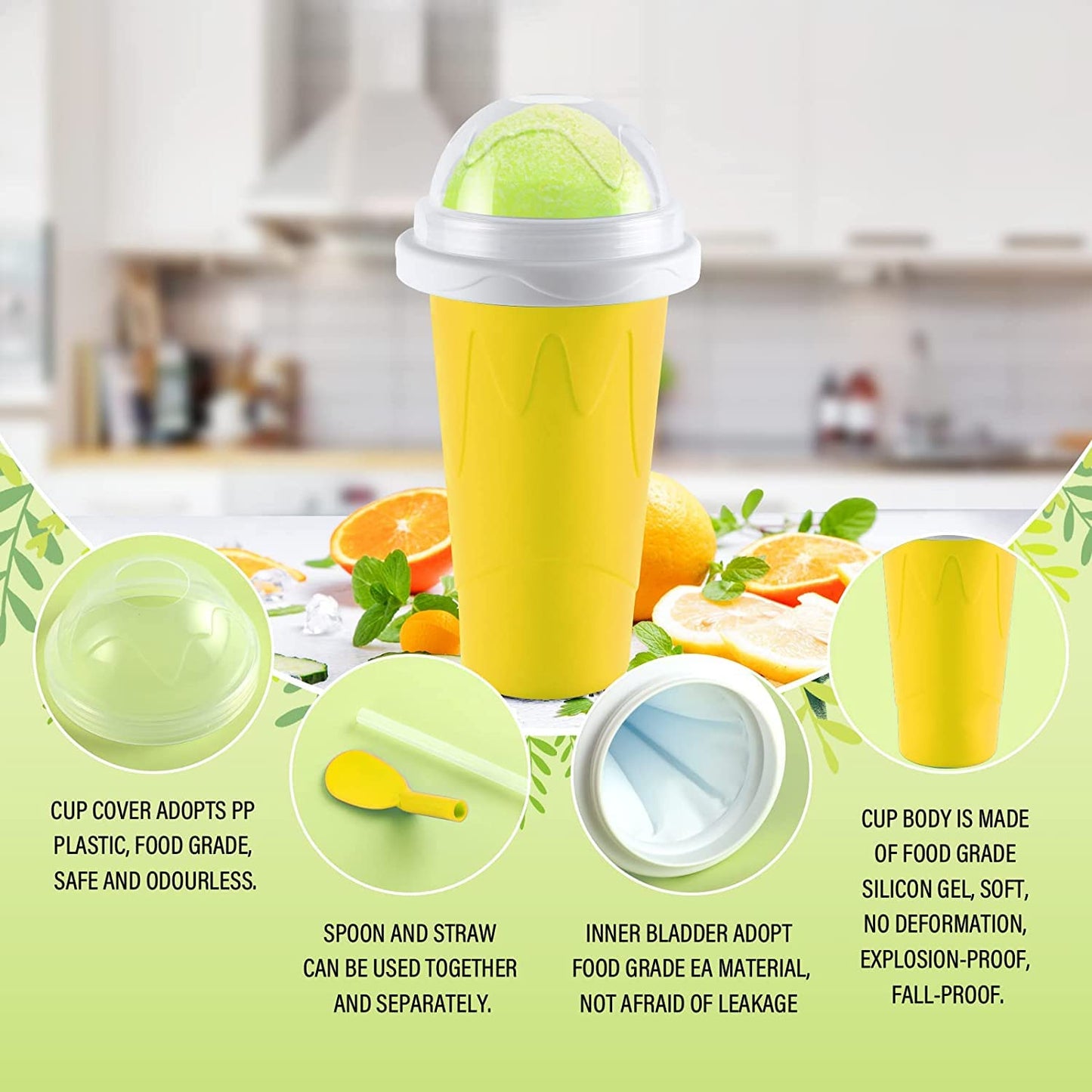Frozen Smoothies Cup Cooling Cup Double Layer Squeeze Cup Slushy Maker