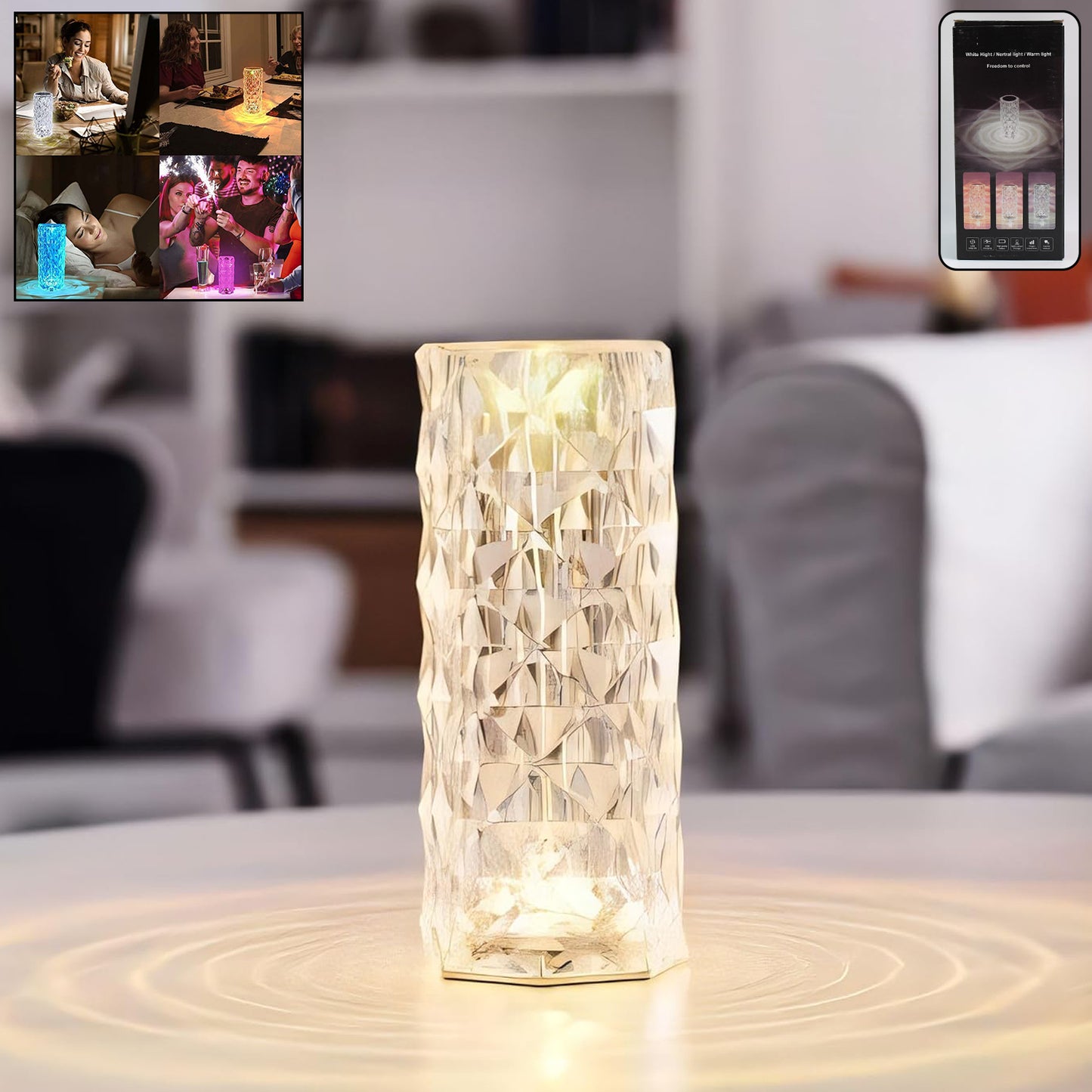 Premium Diamond Cut Crystal Table Lamp