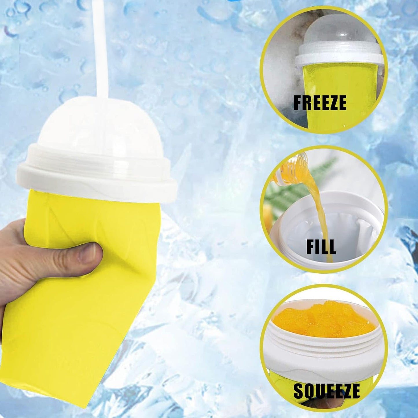 Frozen Smoothies Cup Cooling Cup Double Layer Squeeze Cup Slushy Maker