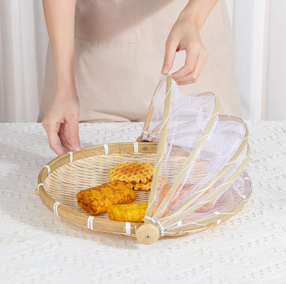 Bamboo Basket With Attached Net